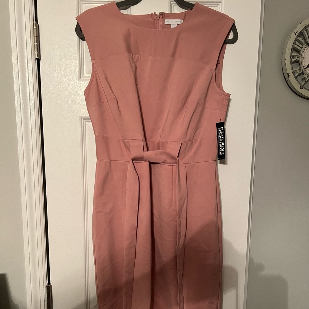 New York & Co Light Pink Midi Dress with Belt